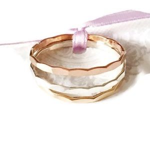 Tri-Color Mixed Metal Faceted Ring Set (3)